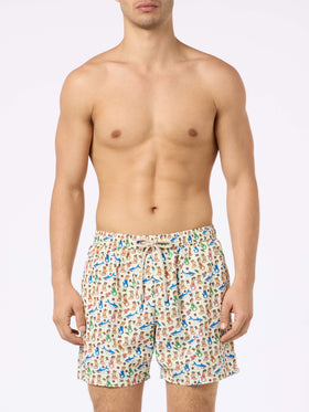 Man lightweight fabric swim-shorts Lighting Micro Fantasy with mermaid print - MC2 Saint Barth