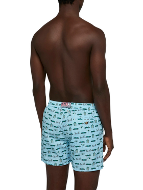 Lightweight fabric swim shorts Lighting with cars and beach cabana print - MC2 Saint Barth