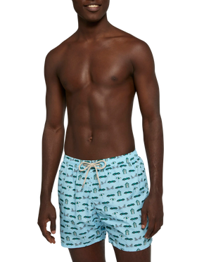 Lightweight fabric swim shorts Lighting with cars and beach cabana print - MC2 Saint Barth