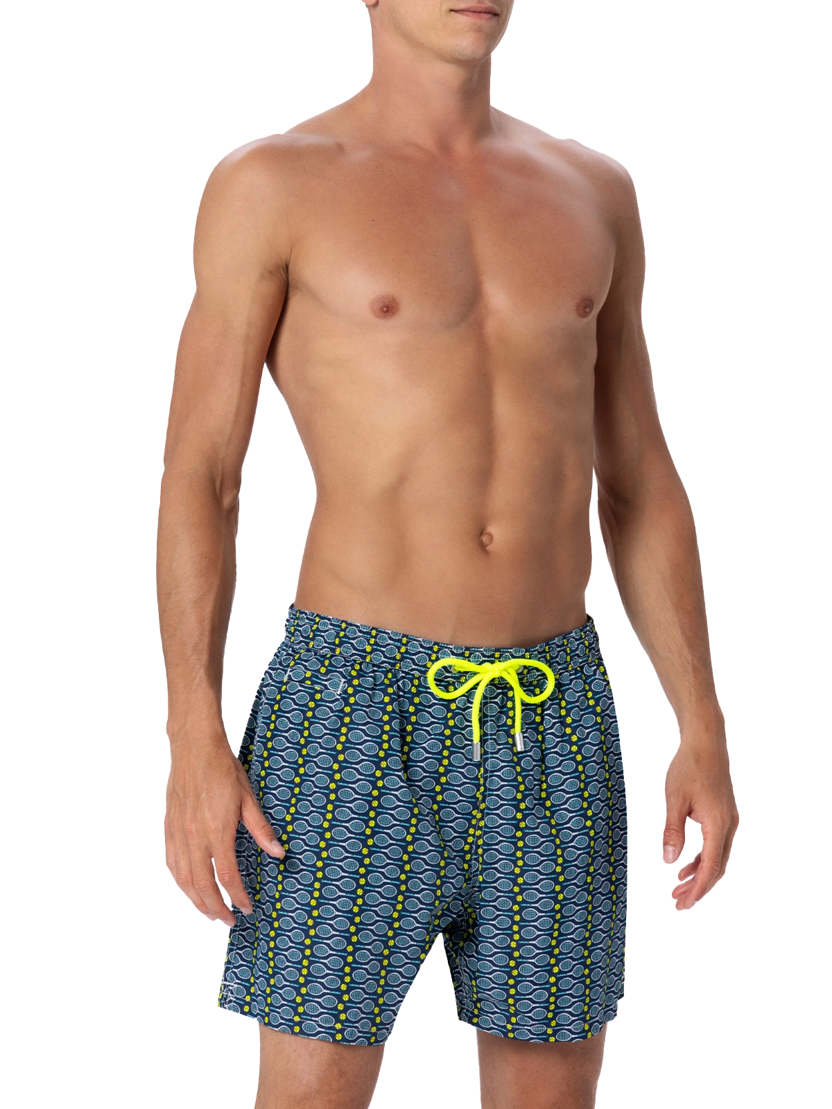 Man lightweight fabric swim-shorts Lighting Micro Fantasy with tennis print - MC2 Saint Barth
