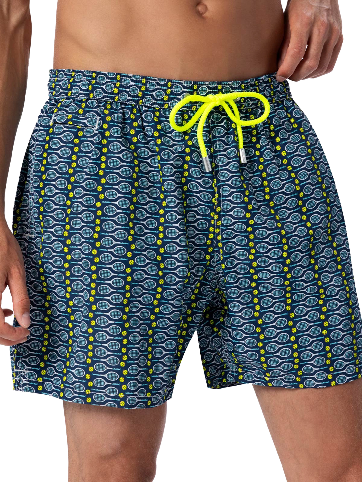 Man lightweight fabric swim-shorts Lighting Micro Fantasy with tennis print - MC2 Saint Barth