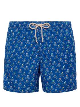 Lightweight fabric swim shorts Lighting with bikers  print