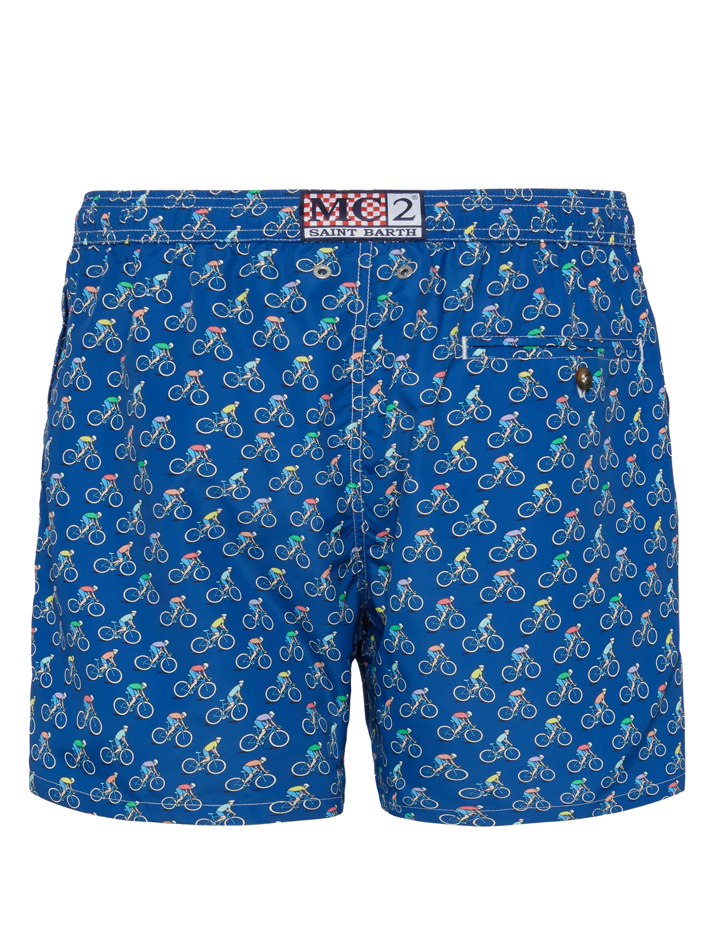 Lightweight fabric swim shorts Lighting with bikers  print