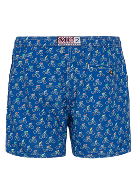 Lightweight fabric swim shorts Lighting with bikers  print