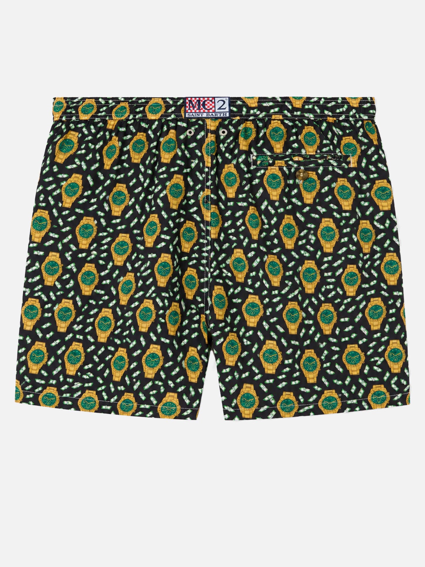 Bañador de tejido ligero Lighting con estampado de relojes 