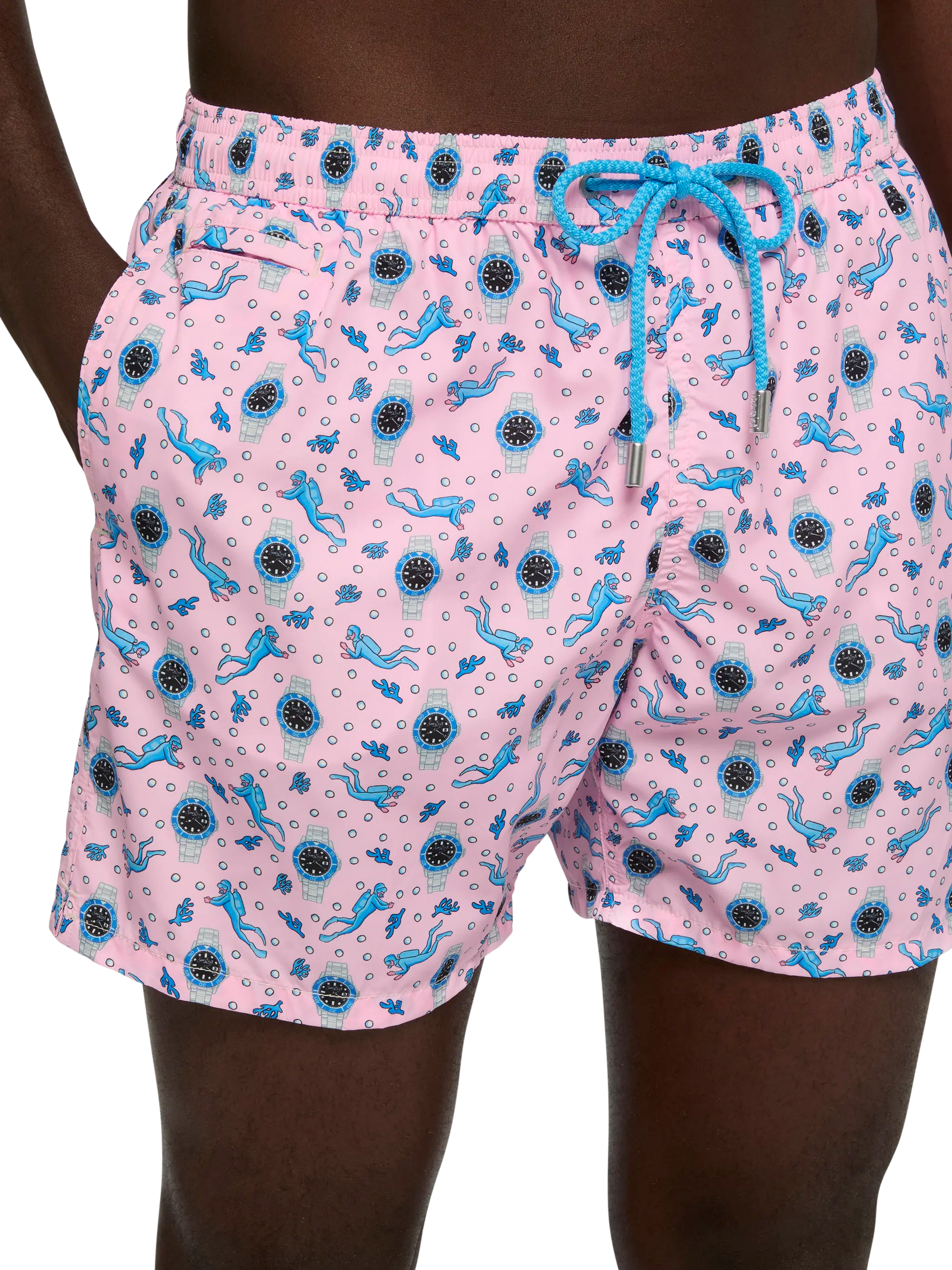 Lightweight fabric swim shorts Lighting with watch print - MC2 Saint Barth