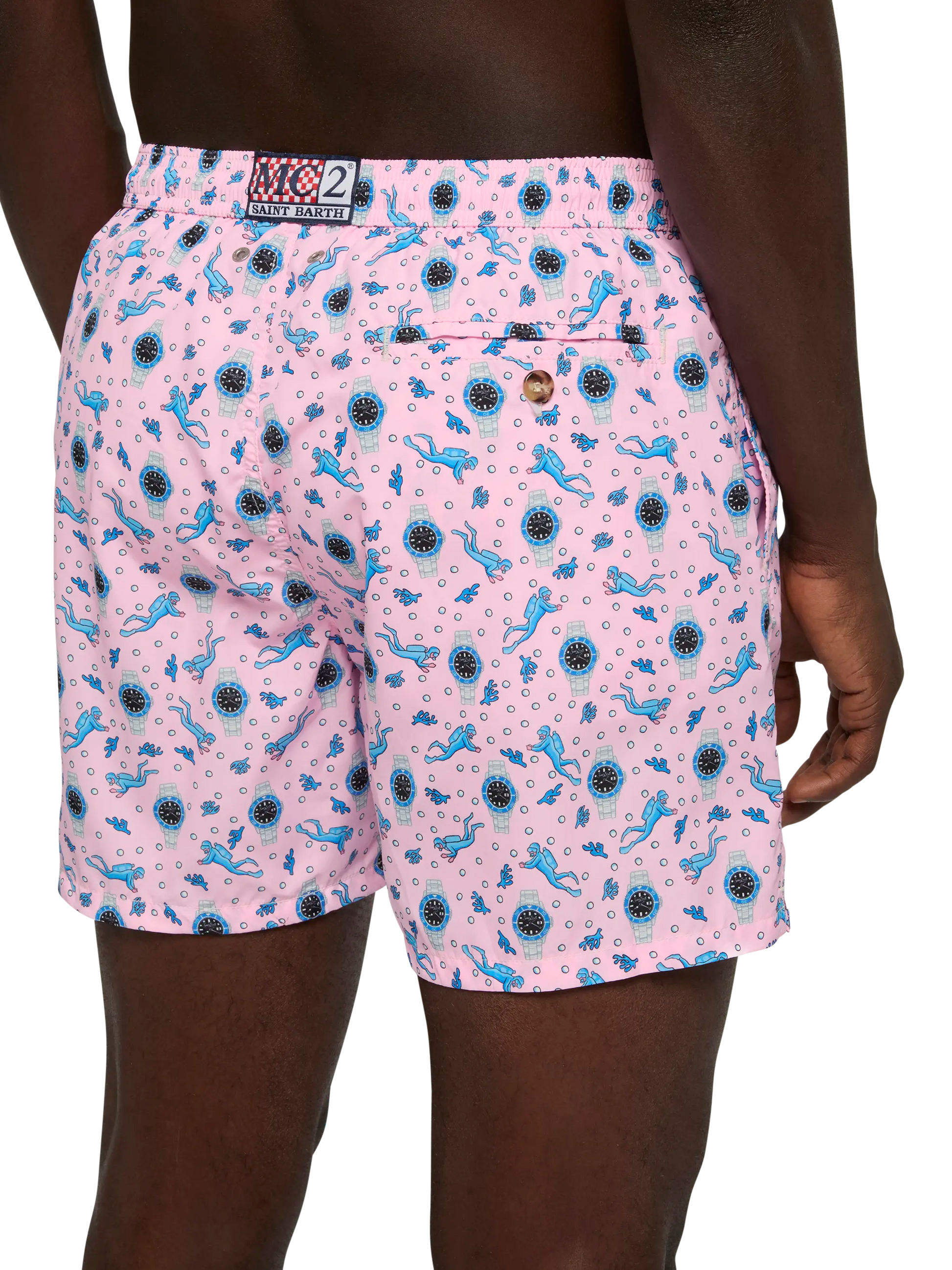 Lightweight fabric swim shorts Lighting with watch print - MC2 Saint Barth