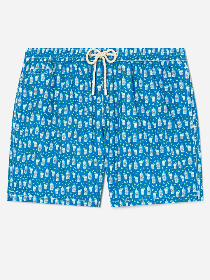 Lightweight fabric swim shorts with cocktail gin tonic print
