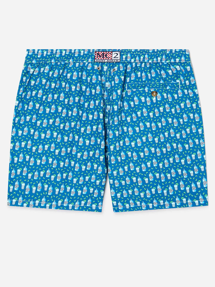 Lightweight fabric swim shorts with cocktail gin tonic print