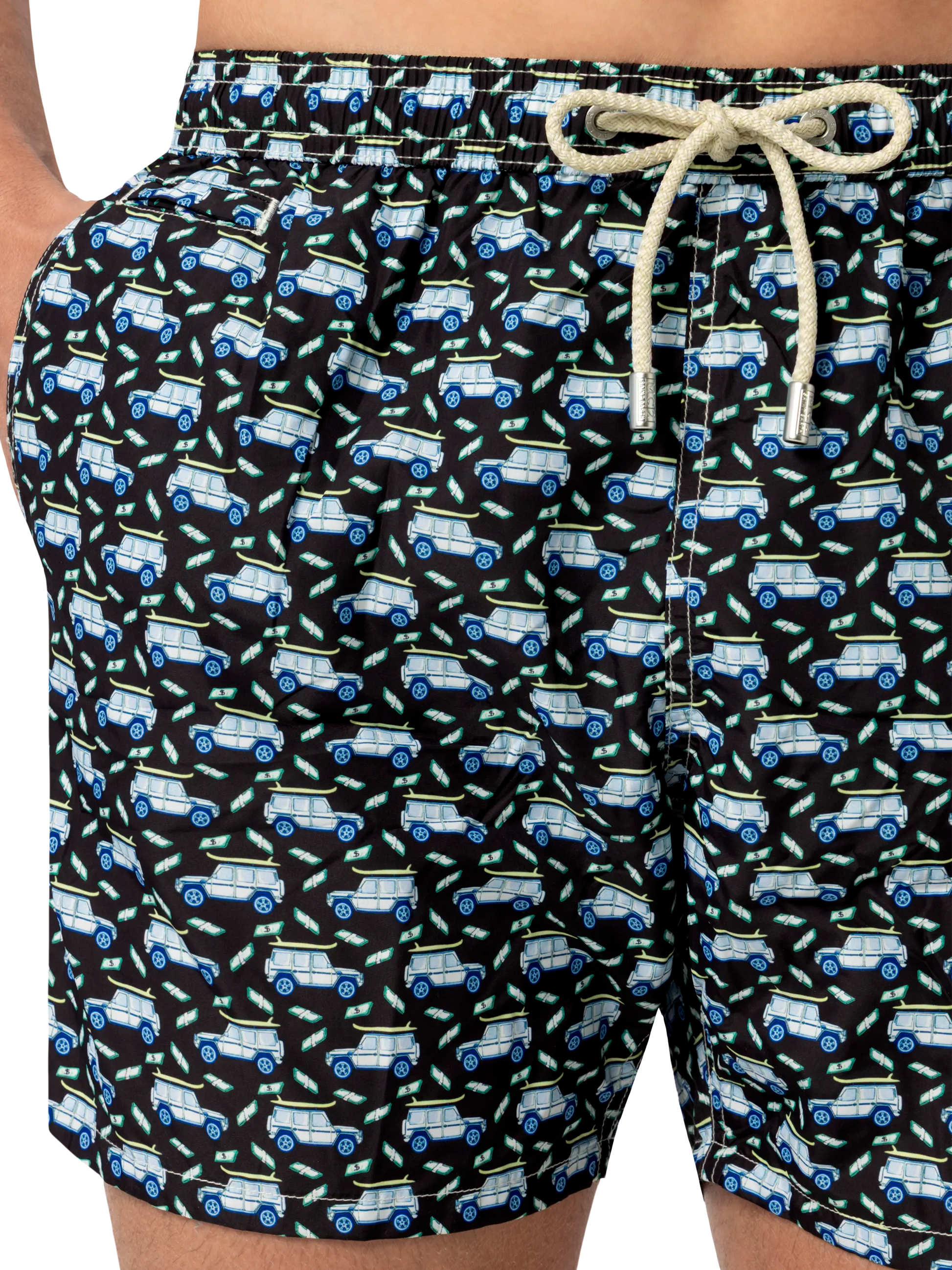 Lightweight fabric swim shorts Lighting with off-road car print - MC2 Saint Barth