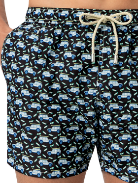 Lightweight fabric swim shorts Lighting with off-road car print - MC2 Saint Barth