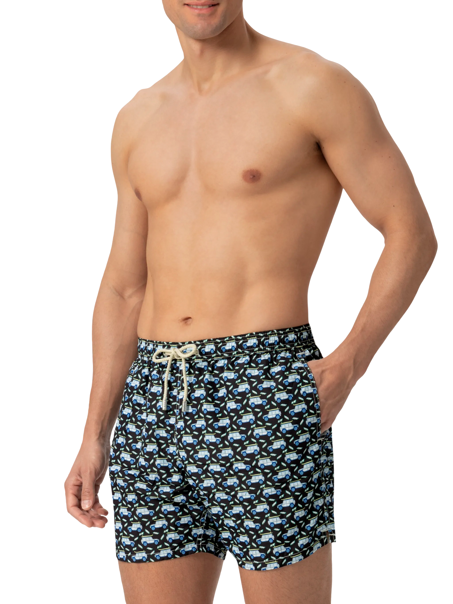 Lightweight fabric swim shorts Lighting with off-road car print - MC2 Saint Barth