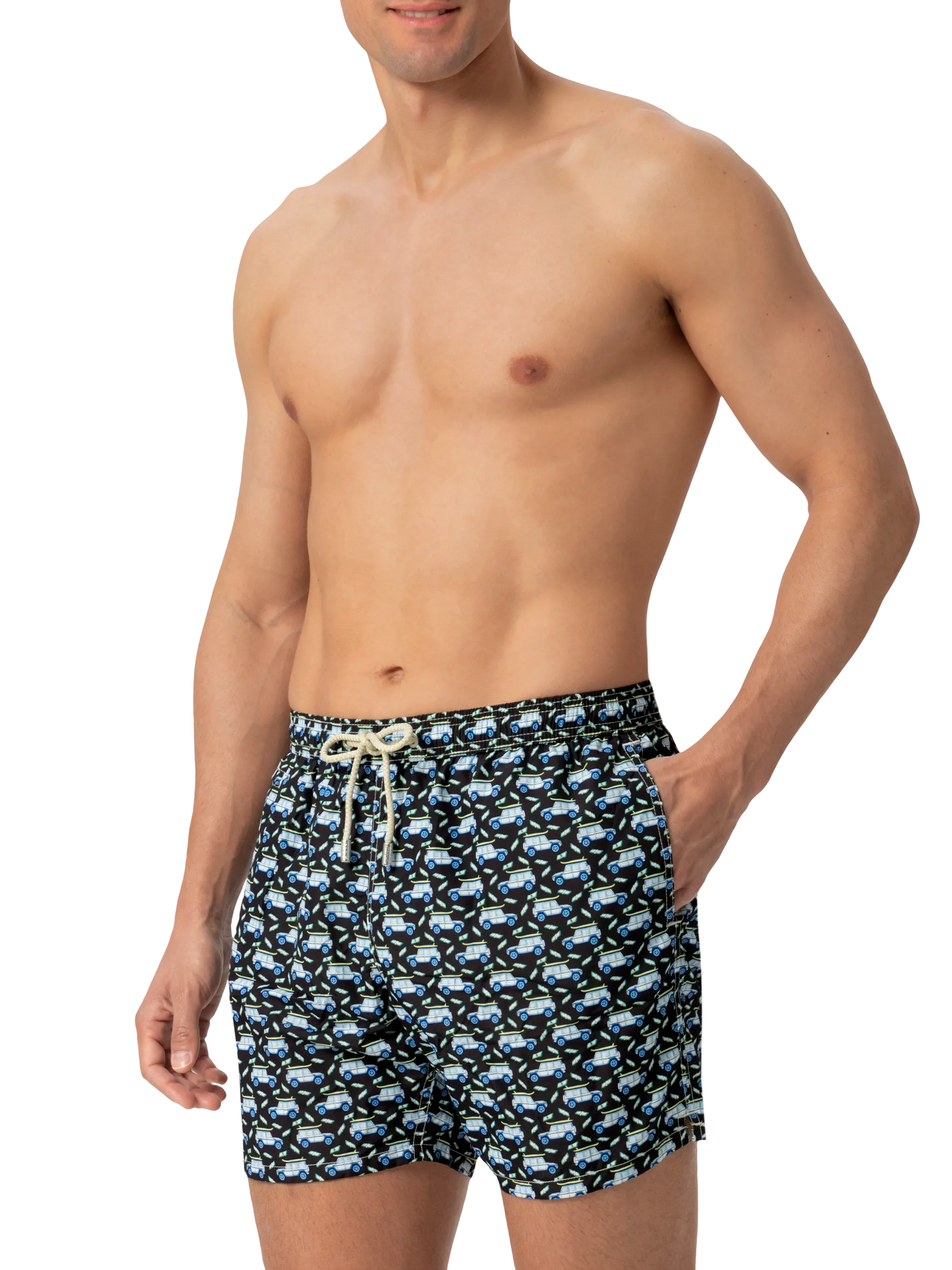 Lightweight fabric swim shorts Lighting with off-road car print - MC2 Saint Barth