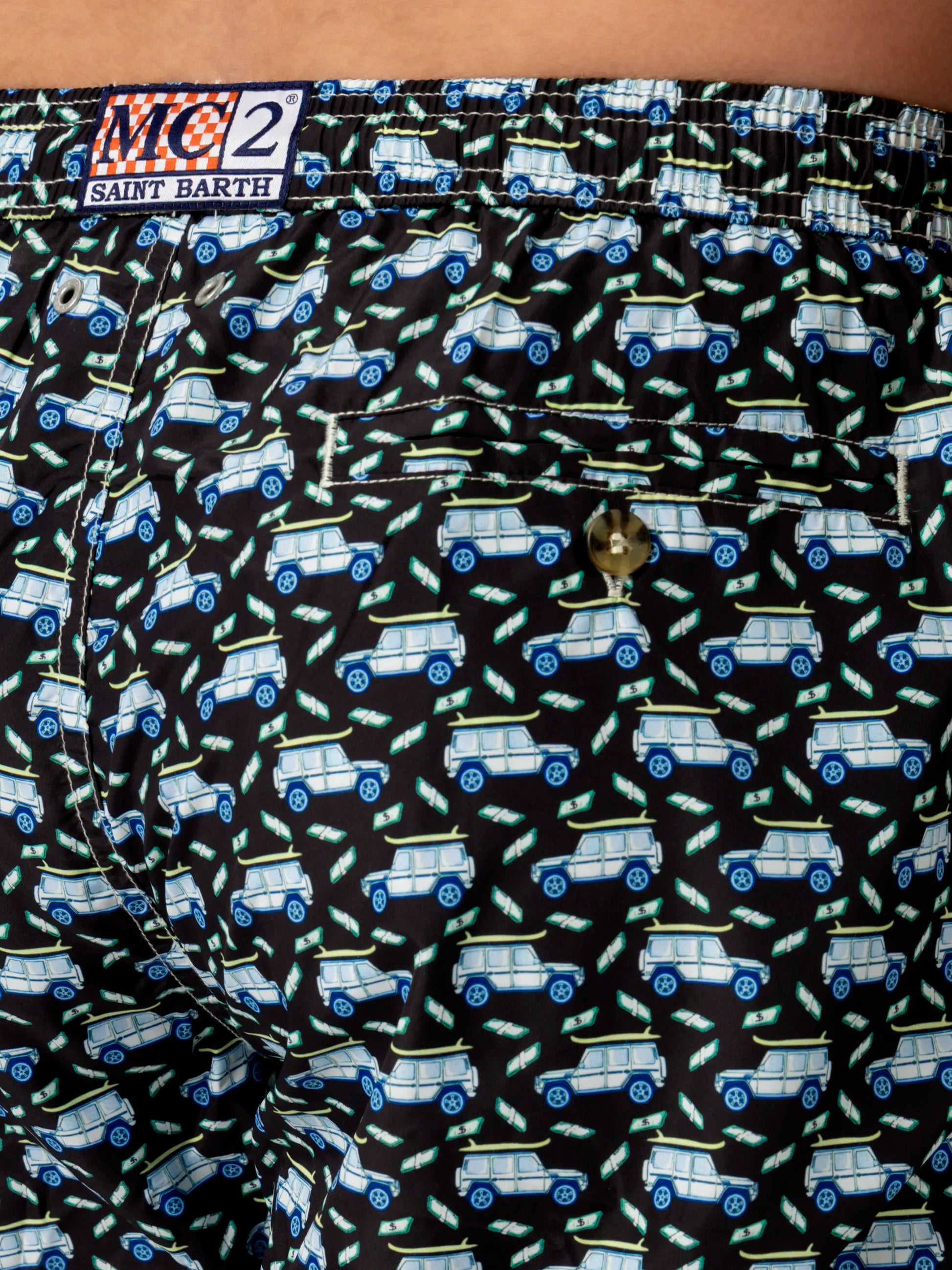Lightweight fabric swim shorts Lighting with off-road car print - MC2 Saint Barth