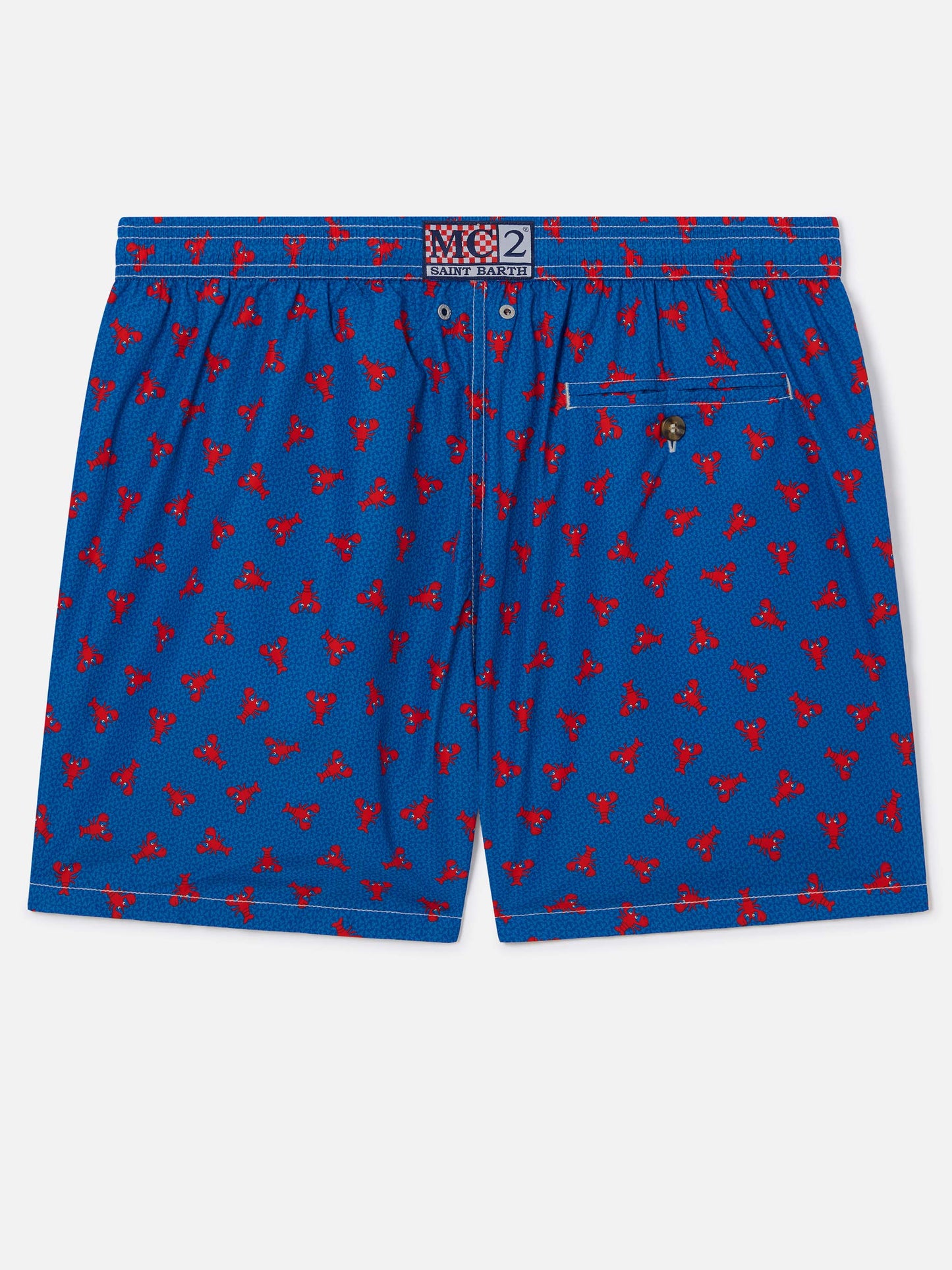 Bañador corto Lighting Micro Navy con estampado integral de mini langostas 