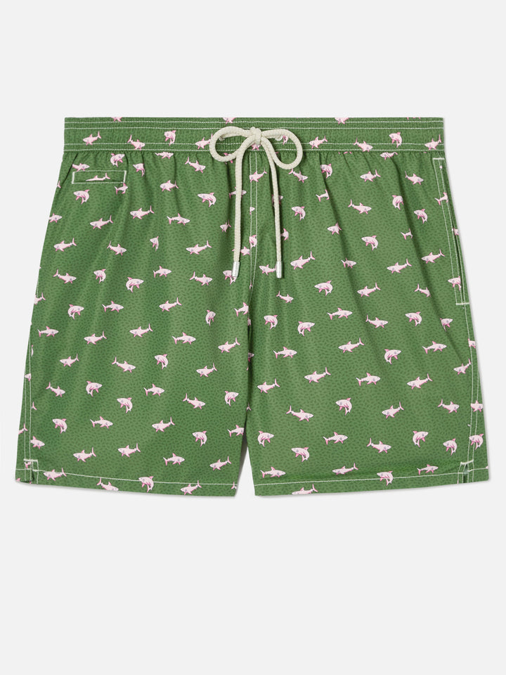 Green Lighting Micro swim shorts with pink sharks print