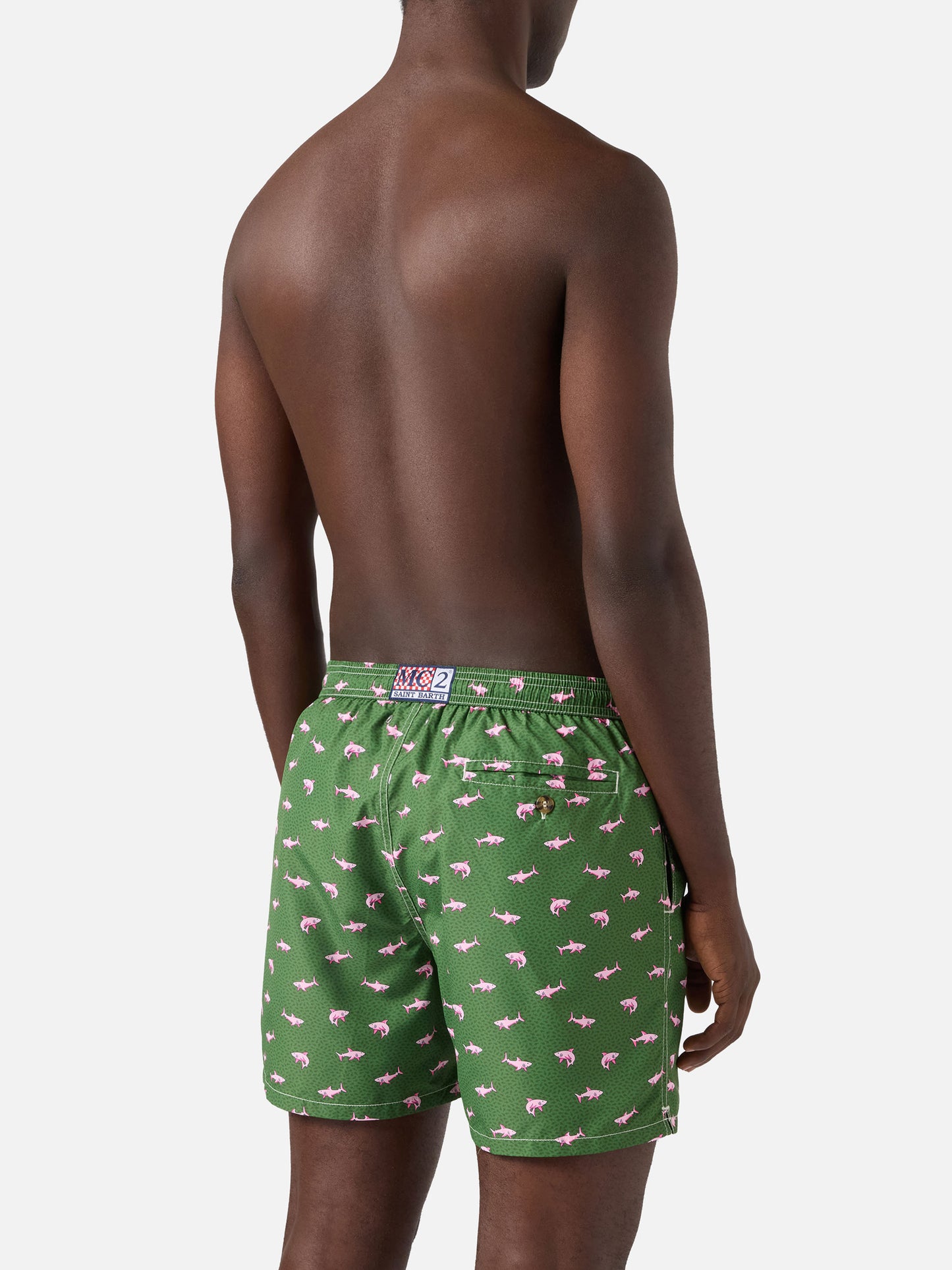 Green Lighting Micro swim shorts with pink sharks print