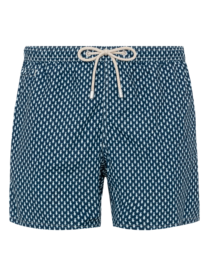 Lightweight fabric swim shorts Lighting with micro fish print - MC2 Saint Barth