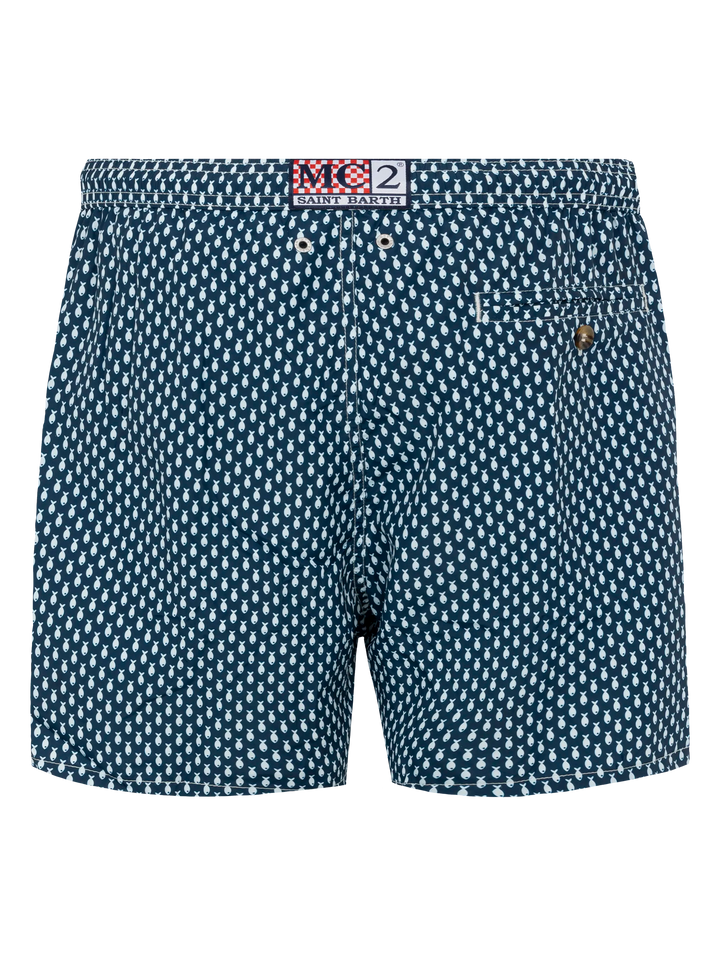 Lightweight fabric swim shorts Lighting with micro fish print - MC2 Saint Barth