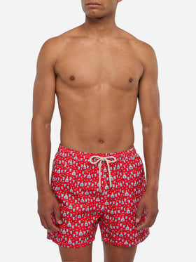 Man light fabric swim shorts with Tequila print