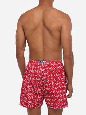 Man light fabric swim shorts with Tequila print
