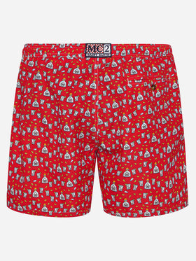 Man light fabric swim shorts with Tequila print