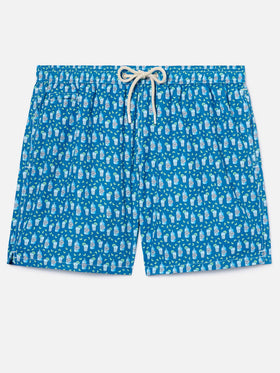 Bañador corto Lighting Micro azul claro con estampado de cócteles 