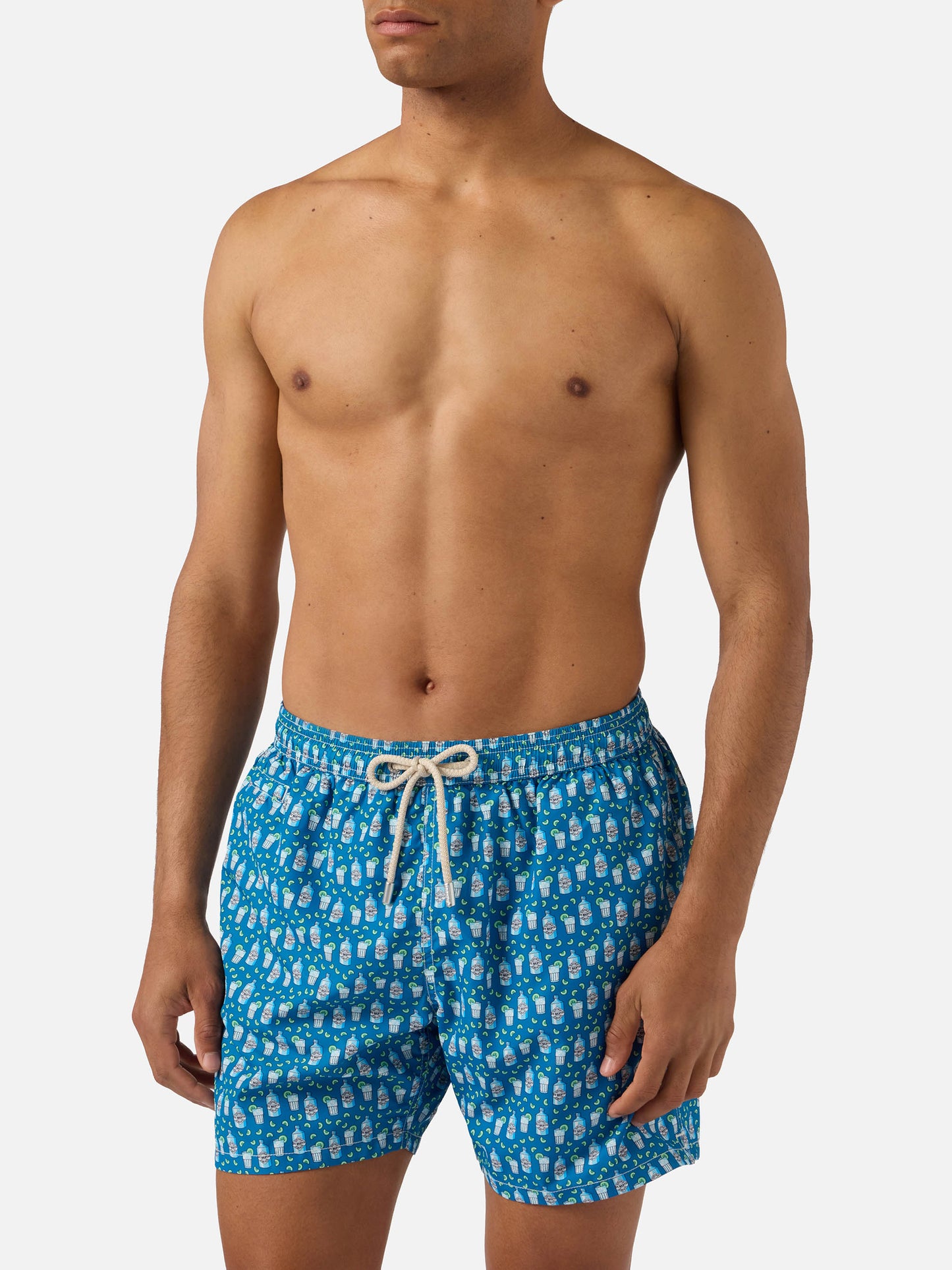 Bañador corto Lighting Micro azul claro con estampado de cócteles 