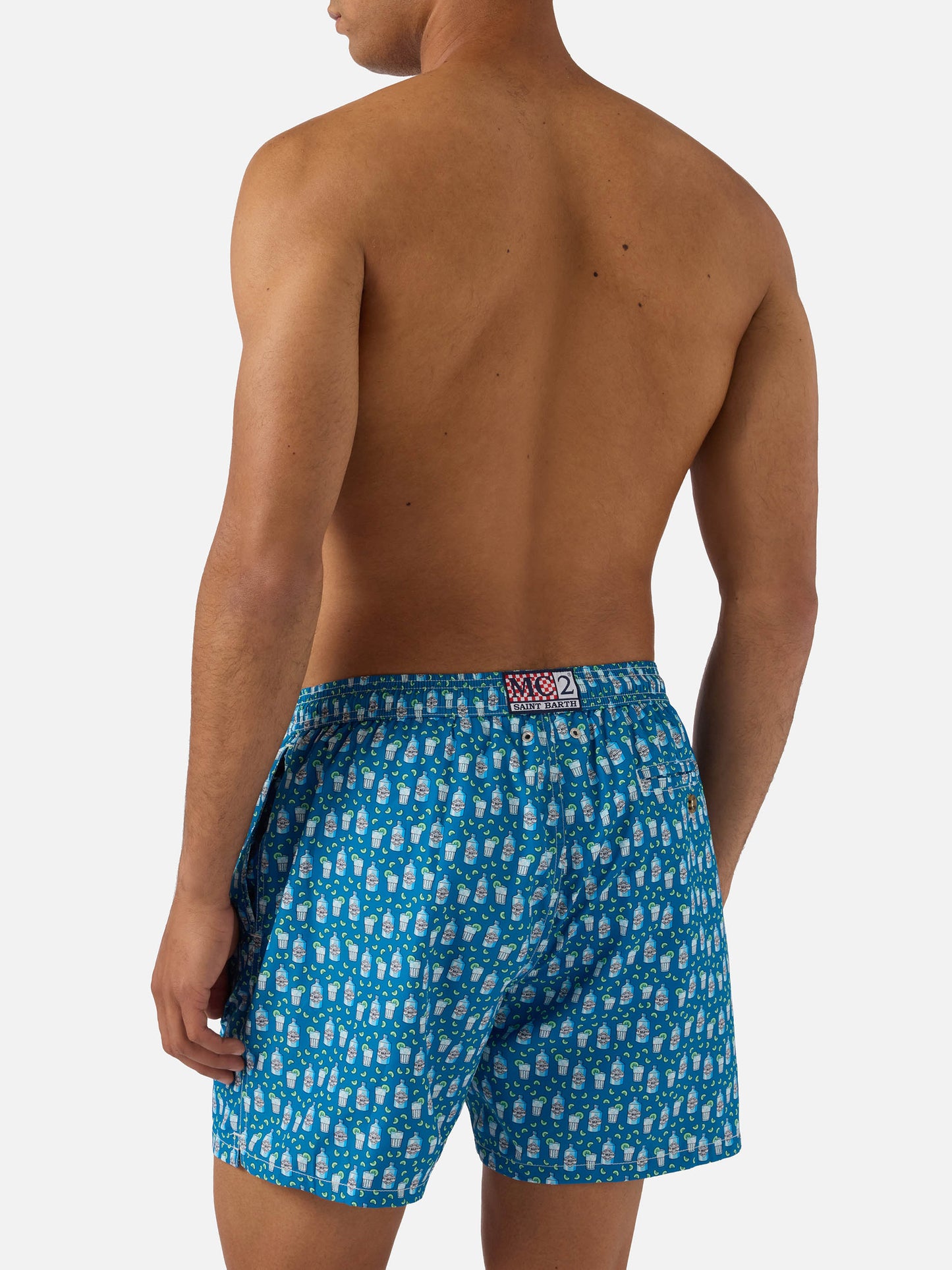Bañador corto Lighting Micro azul claro con estampado de cócteles 