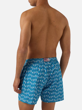 Bañador corto Lighting Micro azul claro con estampado de cócteles 