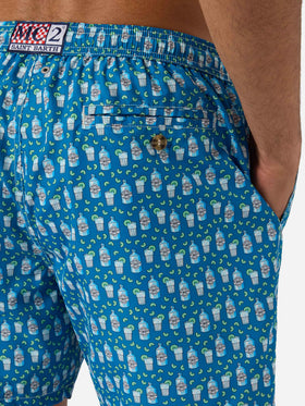Bañador corto Lighting Micro azul claro con estampado de cócteles 