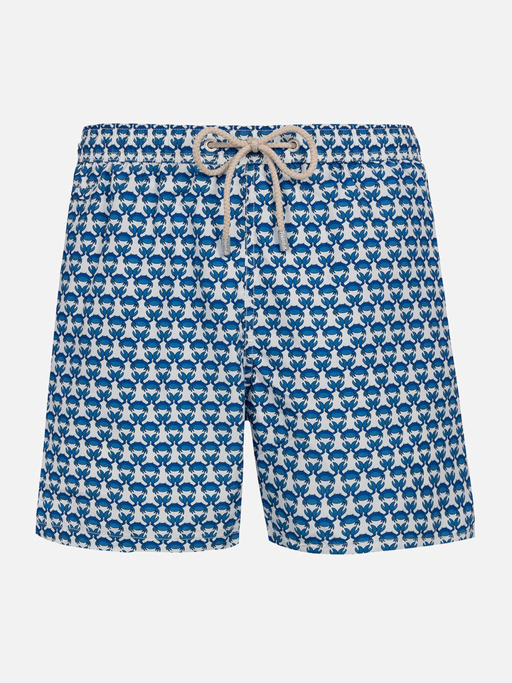 Man lightweight fabric swim-shorts Lighting Micro Fantasy with crab print - MC2 Saint Barth