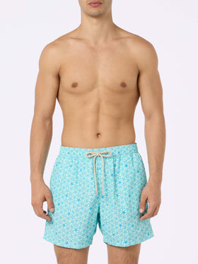 Man lightweight fabric swim-shorts Lighting Micro Fantasy with starfishes print - MC2 Saint Barth