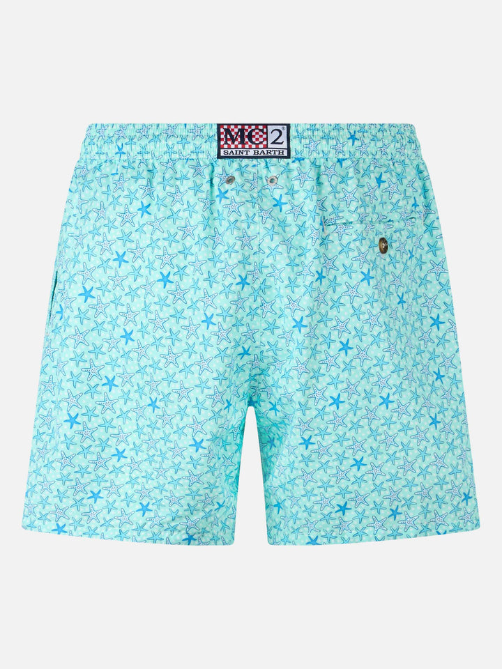 Man lightweight fabric swim-shorts Lighting Micro Fantasy with starfishes print - MC2 Saint Barth