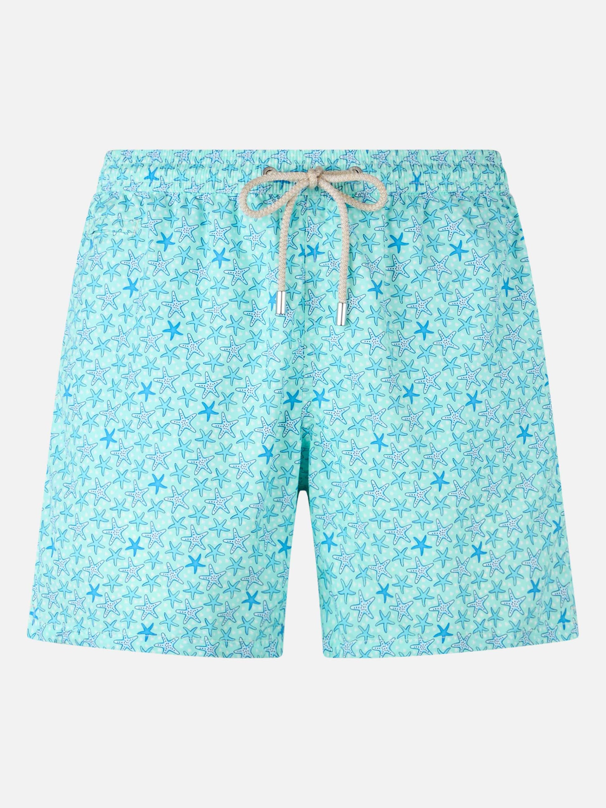 Man lightweight fabric swim-shorts Lighting Micro Fantasy with starfishes print - MC2 Saint Barth
