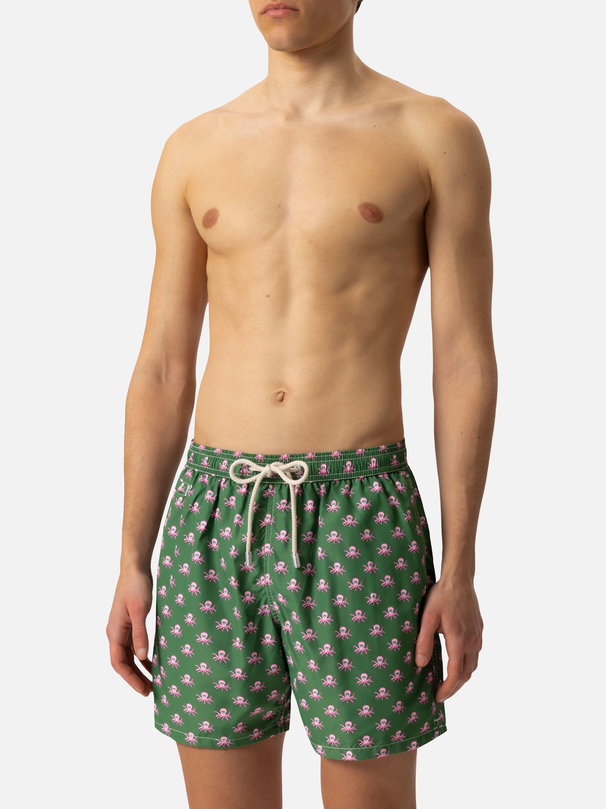 Lightweight fabric swim shorts Lighting with octopus print - MC2 Saint Barth