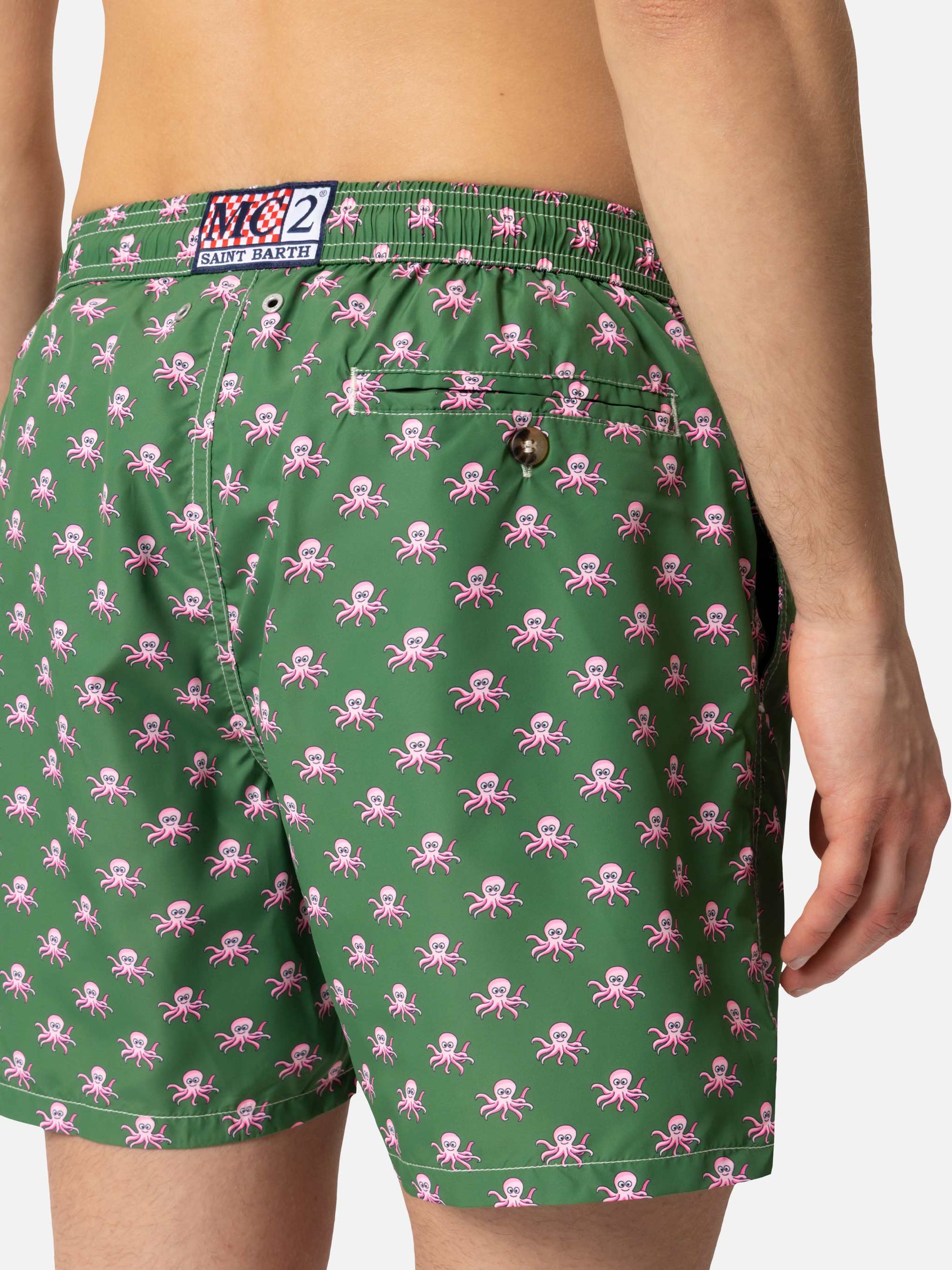 Lightweight fabric swim shorts Lighting with octopus print - MC2 Saint Barth