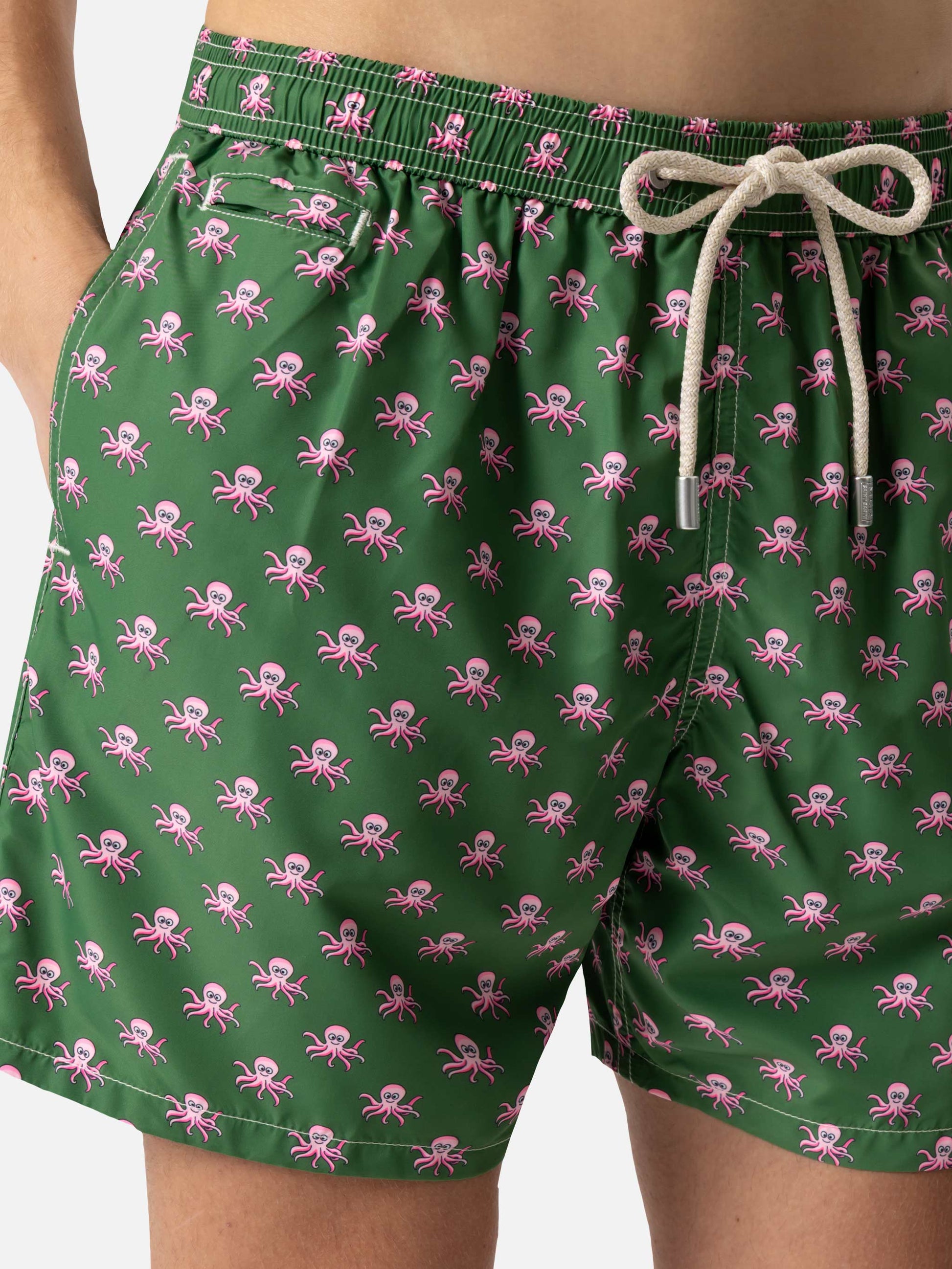 Lightweight fabric swim shorts Lighting with octopus print - MC2 Saint Barth