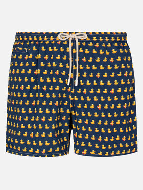 Herren-Badeshorts aus leichtem Stoff mit Entenmuster