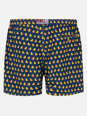 Herren-Badeshorts aus leichtem Stoff mit Entenmuster