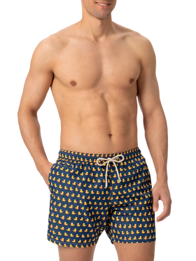 Herren-Badeshorts aus leichtem Stoff mit Entenmuster
