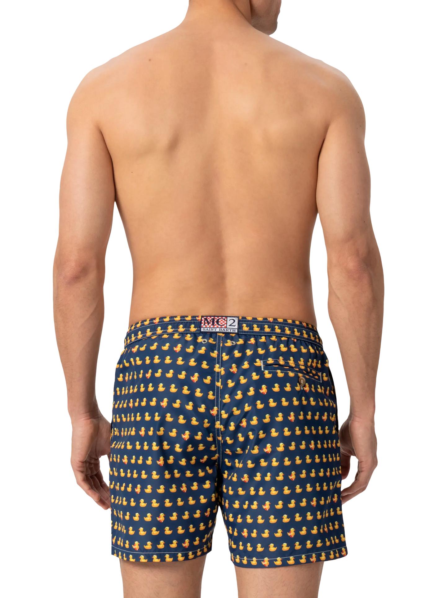 Herren-Badeshorts aus leichtem Stoff mit Entenmuster