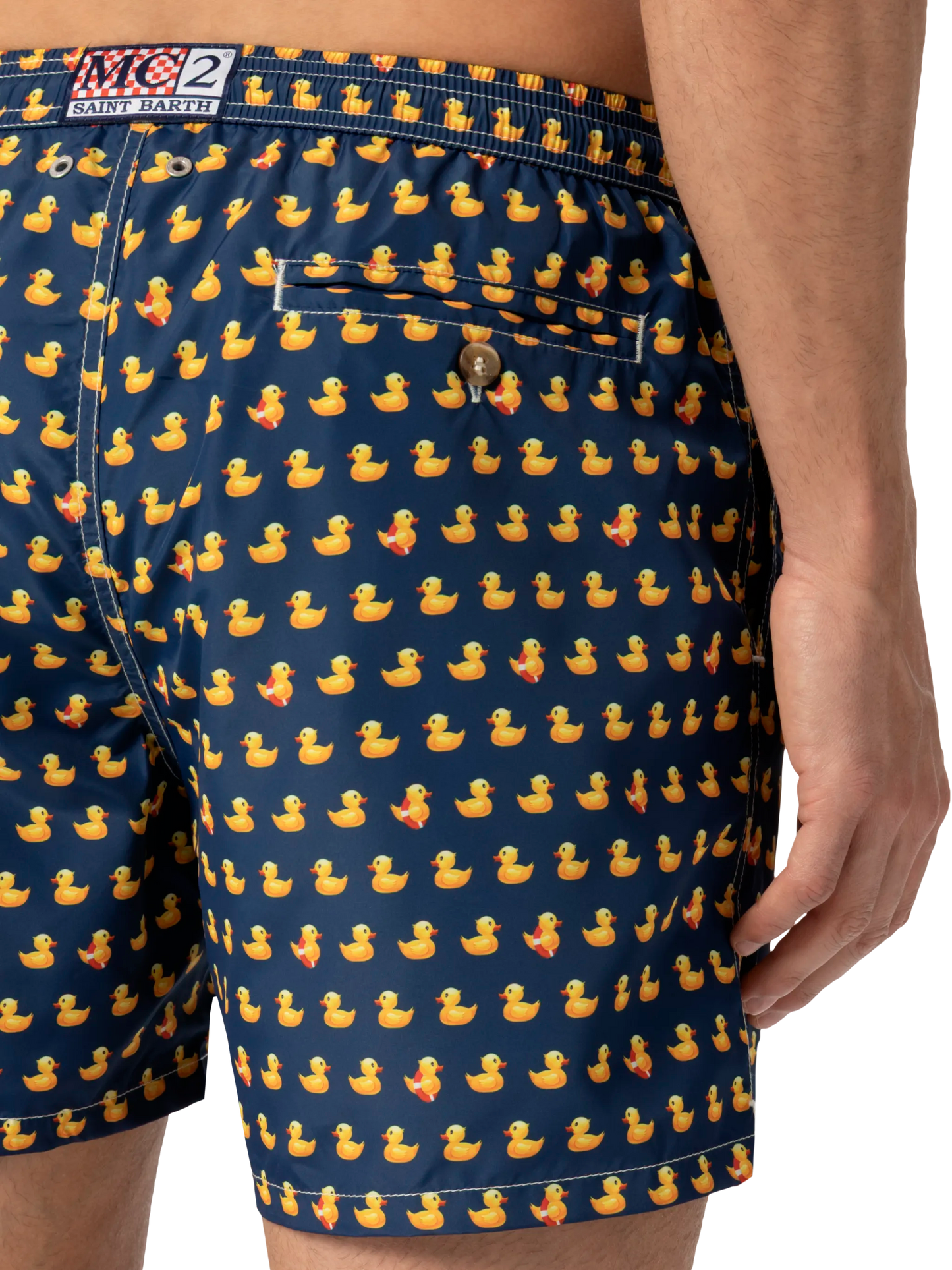 Herren-Badeshorts aus leichtem Stoff mit Entenmuster
