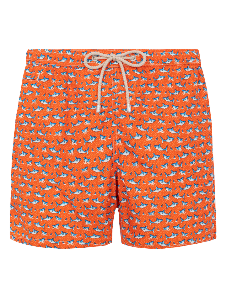 Lightweight fabric swim shorts Lighting with micro shark print - MC2 Saint Barth