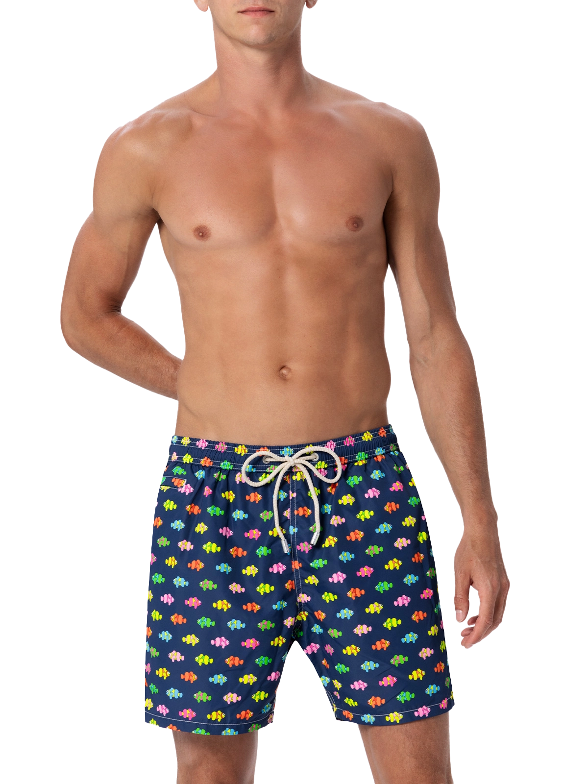 Man lightweight fabric swim-shorts Lighting Micro Fantasy with clownfishes print - MC2 Saint Barth