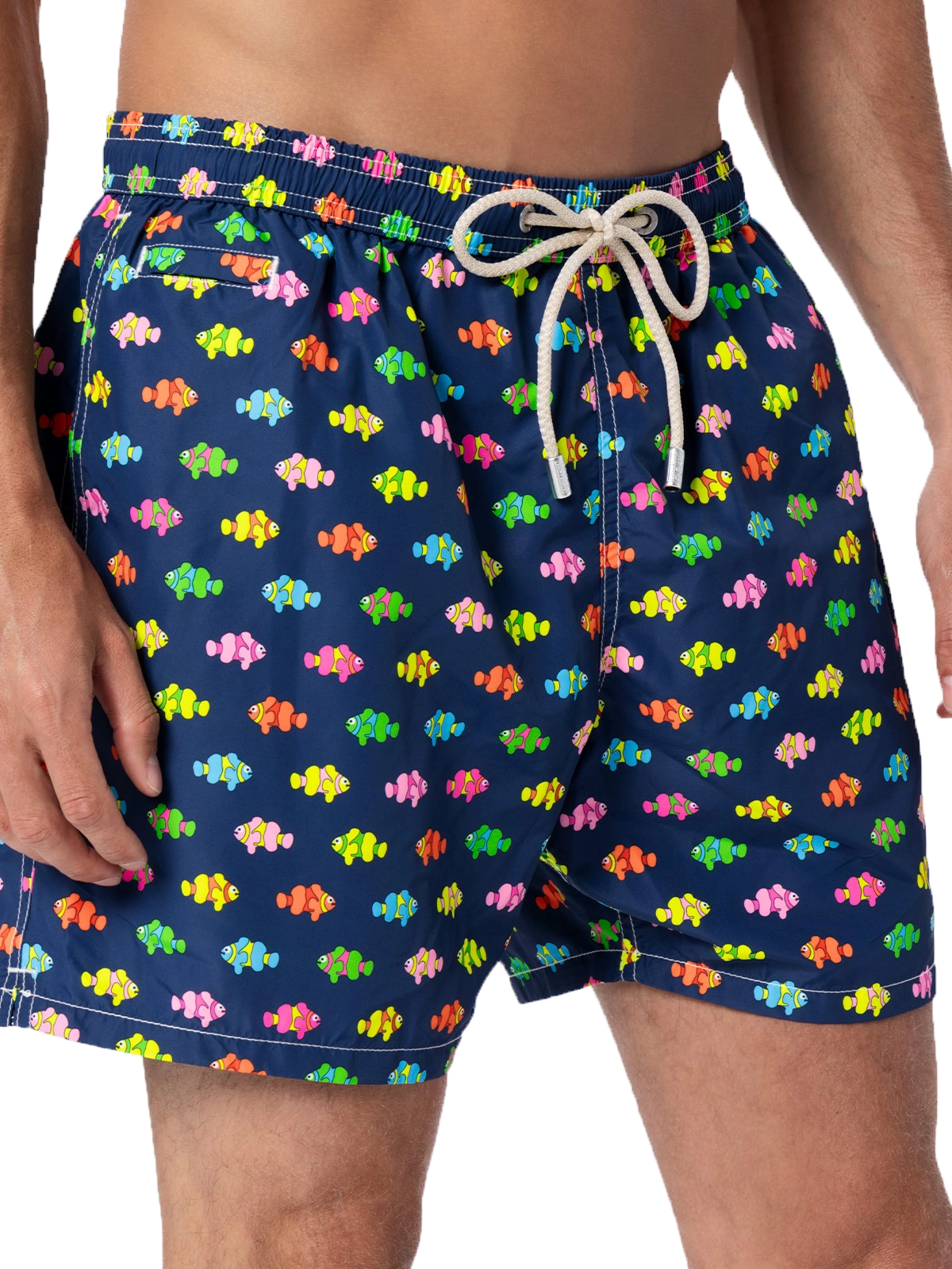 Man lightweight fabric swim-shorts Lighting Micro Fantasy with clownfishes print - MC2 Saint Barth