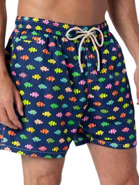 Man lightweight fabric swim-shorts Lighting Micro Fantasy with clownfishes print - MC2 Saint Barth