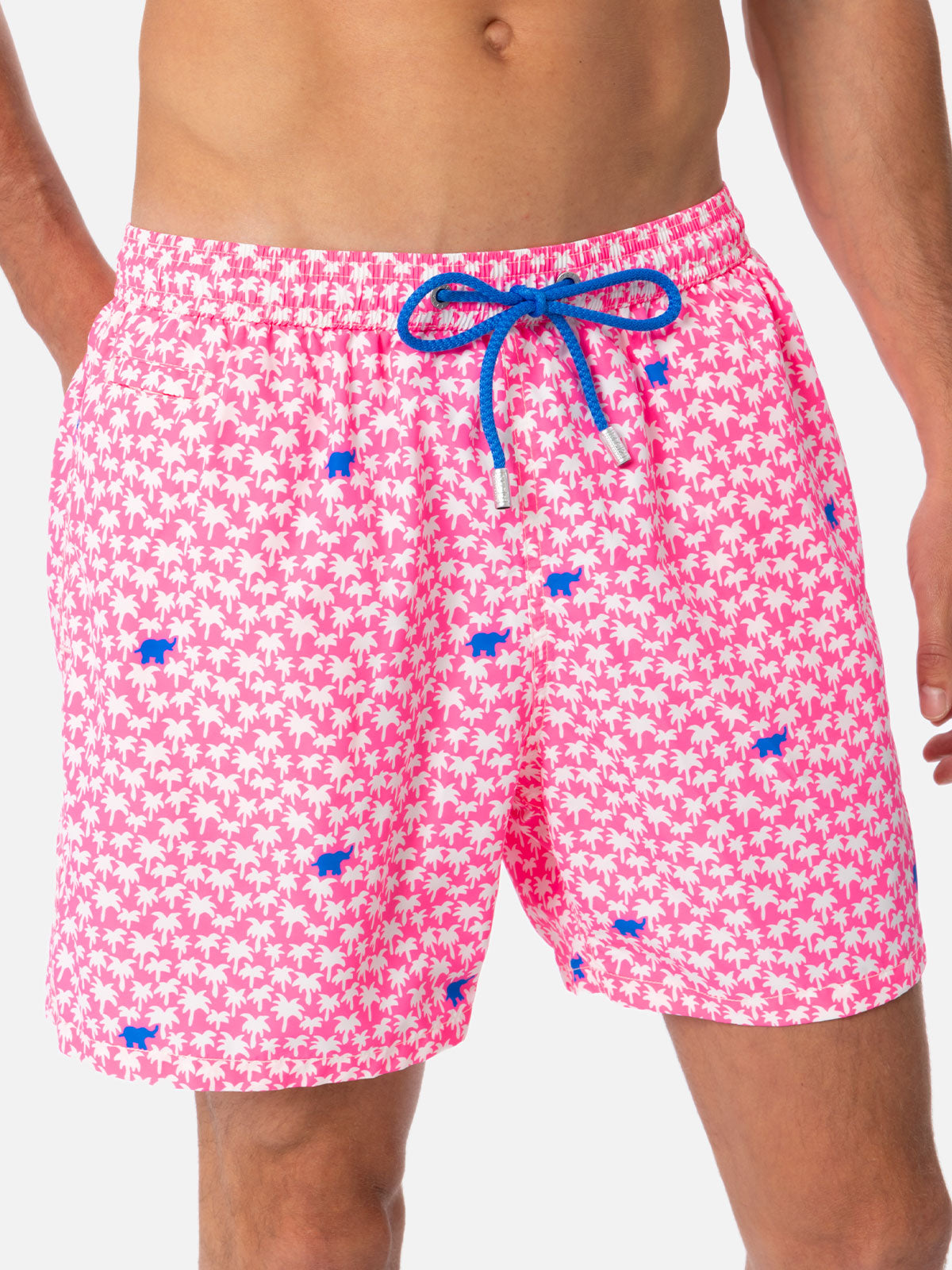 Man lightweight fabric swim-shorts Lighting Micro Fantasy with palms print - MC2 Saint Barth