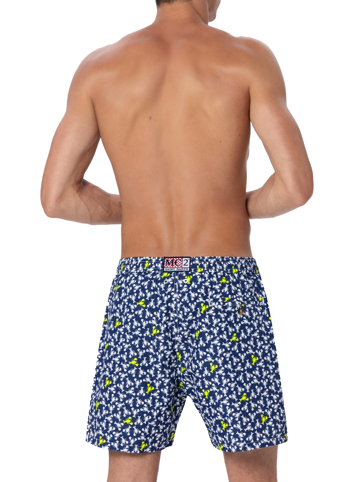 Man lightweight fabric swim-shorts Lighting Micro Fantasy with loabster print - MC2 Saint Barth
