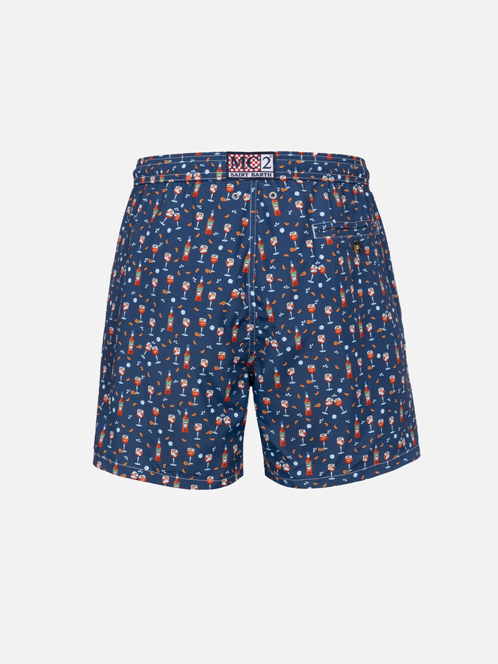 Man lightweight fabric swim-shorts Lighting Micro Fantasy with Aperol Spritz print | APEROL SPECIAL EDITION - MC2 Saint Barth